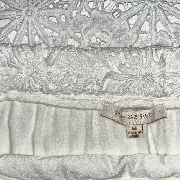 Skies Are Blue White Crochet Floral Lace Elastic waistband Lined Skirt Medium - Picture 5 of 6